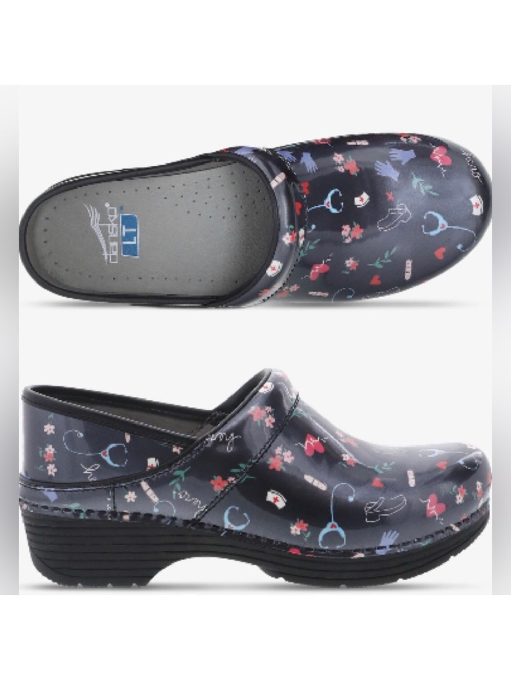 Dansko Navy Medical Floral-Print Clog